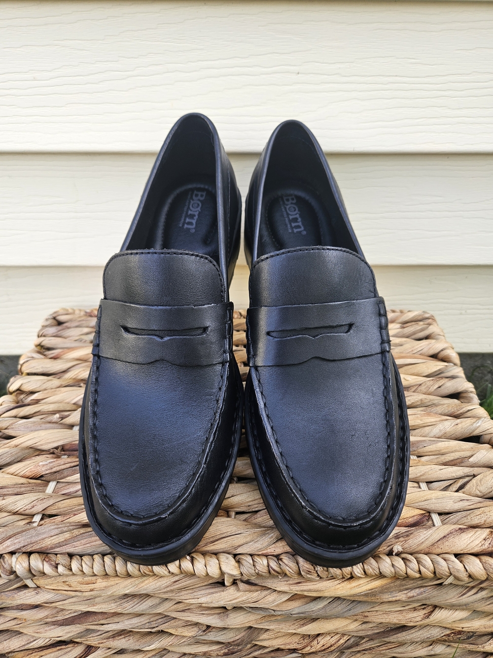 Born Shoes Women Carrera Leather Platform Loafer Black Lug Sole Comfort Size 8.5